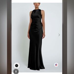 NWT Jenny Yoo Grant Black Satin Dress